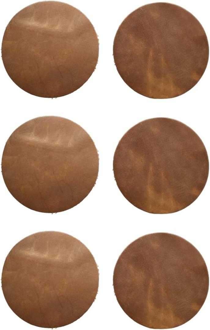 Real Natural Grain Leather Coasters – Durable Non-Slip (Luggage) Distressed Design, Set of 6 for Table Protection in Home, Office, Kitchen, and Bar