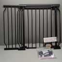 Baby Gate for Stairs 29-52 Inch Wide, Safety Gate for Baby Adjustable Pet Gate with Door Pressure Mounted Gates for Kids Toddler Dogs Extension Kit Indoor Stairway Doorway Black (30.5'' Tall)