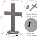 Texphw Handmade Wooden Wall Cross, Catholic Hanging Crosses for Wall Decor, Christians Spiritual Religious Cross Gifts for Christmas Church Home Room Decoration (Grey)