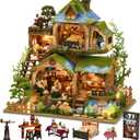 DIY Miniature House Kit with LED Lights, Forest Adventure Wooden Mini House Building Kit for Adults & Teens, Creative Crafts for Women, Friends & Hobbyists