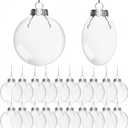 Rocinha 30 PCS Clear Christmas Ornaments Fillable 3.15 Inch Plastic Ornament for Crafts Fillable Clear Ornaments for Craft, Flat Ornaments for Crafts Christmas Tree Decor