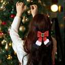 Semato 4 Pcs Christmas Hair Clips for Women and Girls Glitter Sequins Christmas Bow Clips Xmas Red and Green Glitter Hair Accessories Xmas Party Gifts for Women (red+white+black)
