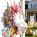 Easter Bunny Butt Wreath, Spring Door Decoration Kit, Colorful Ribbon and Floral Design, 18 x 15.9 Inches, Indoor Outdoor Welcome Sign (Classic)