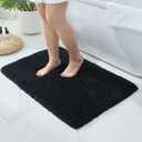 Bathroom Rugs Non Slip Washable 36x24, Ultra Thick Soft Microfiber Absorbent Bath Mats, High Density Foam Latex Non Slip Backing Bath Rugs, Fluffy Floor Carpet for Tub&Shower, Black
