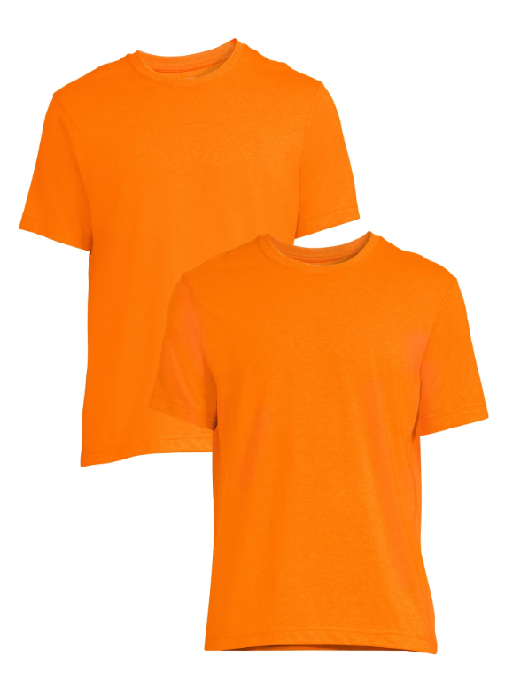 Athletic Works Mens Polymesh T-Shirt , 2-Pack, Orange(Medium)
