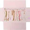 UnionPlus Velvet Travel Jewelry Roll Bag Organizer for Necklaces Only, Pink (Medium)