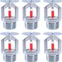 6 Pcs Fire Sprinkler Head - Copper Chrome, 3/4 NPT 155(68C) Pendent Type Spray, K80 Fast Response Automatic Fire Sprinkler System for Residential, Factory, Mall, Warehouse Building