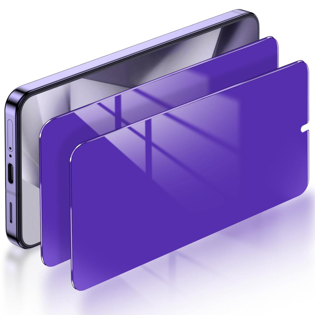 LYWHL 2 Pack for Samsung Galaxy S24 Privacy Screen Protector [Support Fingerprint Unlock], Purple Gradient Anti Blue Light Anti Spy HD Screen Protector PET Material Film Easy Installation