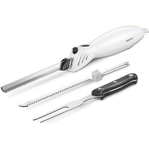 Reemix Electric Knife, Z3042 Electric Knife Set for Carving Meats, Poultry, Bread, Crafting Foam & More, 2 Blades for Meats & Bread, Fork Included (White)