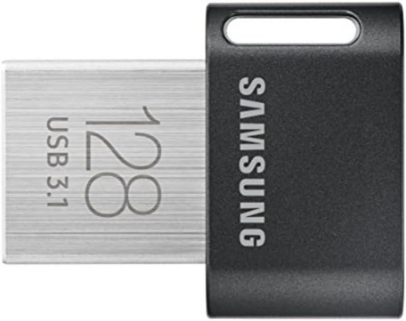 SAMSUNG FIT Plus 3.1 USB Flash Drive, 128GB, 400MB/s, Plug In and Stay, Storage Expansion for Laptop, Tablet, Smart TV, Car Audio System, Gaming Console, MUF-128AB/AM, Gunmetal Gray