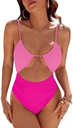Blooming Jelly Womens One Piece Swimsuit Tummy Control Bathing Suit Sexy Flattering Cheeky High Cut Out Cute Ladies Swimwear,S