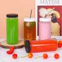 AuroTrends 16 oz Glass Bottles with Lids 8Pack, 480ml Portable Juicing Bottles Reusable Glass with Lids for Juicing, Smoothies, Kombucha (16fl.oz, Set of 8)