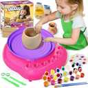 Vinkp Pottery Wheel for Kids - Complete Pottery Painting Kit Arts and Crafts for Kids Ages 8-12 with Air Clay Art Supplies for Girls Boys Toys Birthday Christmas Gifts for 6 7 8 9 10 11 12 - Pink