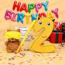 Number 2 Pinata Bundle with a Blindfold and Bat -16 x 11 x 3 Inches, Animal-Themed Pinata Perfect for Boys and Girls Birthday Party Supplies, Yellow-Themed 2nd Birthday Decoration