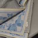 Collive Blue Floral Rugs for Girls, 5x7 Washable Bow Area Rug for Living Room, Cute Ultra-Thin Non Slip Indoor Decor Carpet for Nursery Kids Room Bedroom Playroom (Blue 5' x 7')