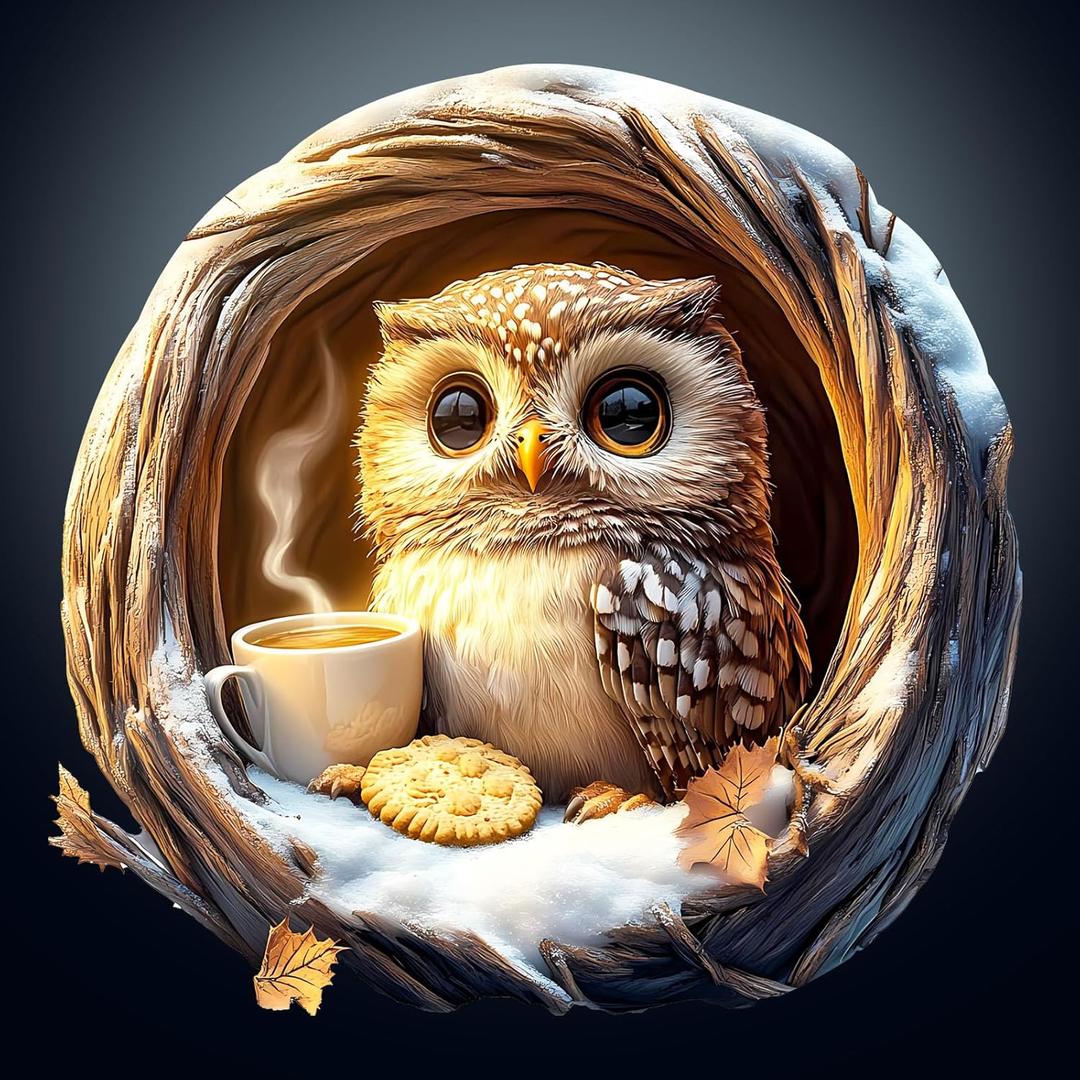 Wooden Puzzles for Adults, 100 Pieces Cave Owl Puzzles, Flat Puzzle with 3D Visual Effect, Birthday Gifts for Puzzle Lover, Wood Adult Puzzle (S-8.5 * 8.2in)
