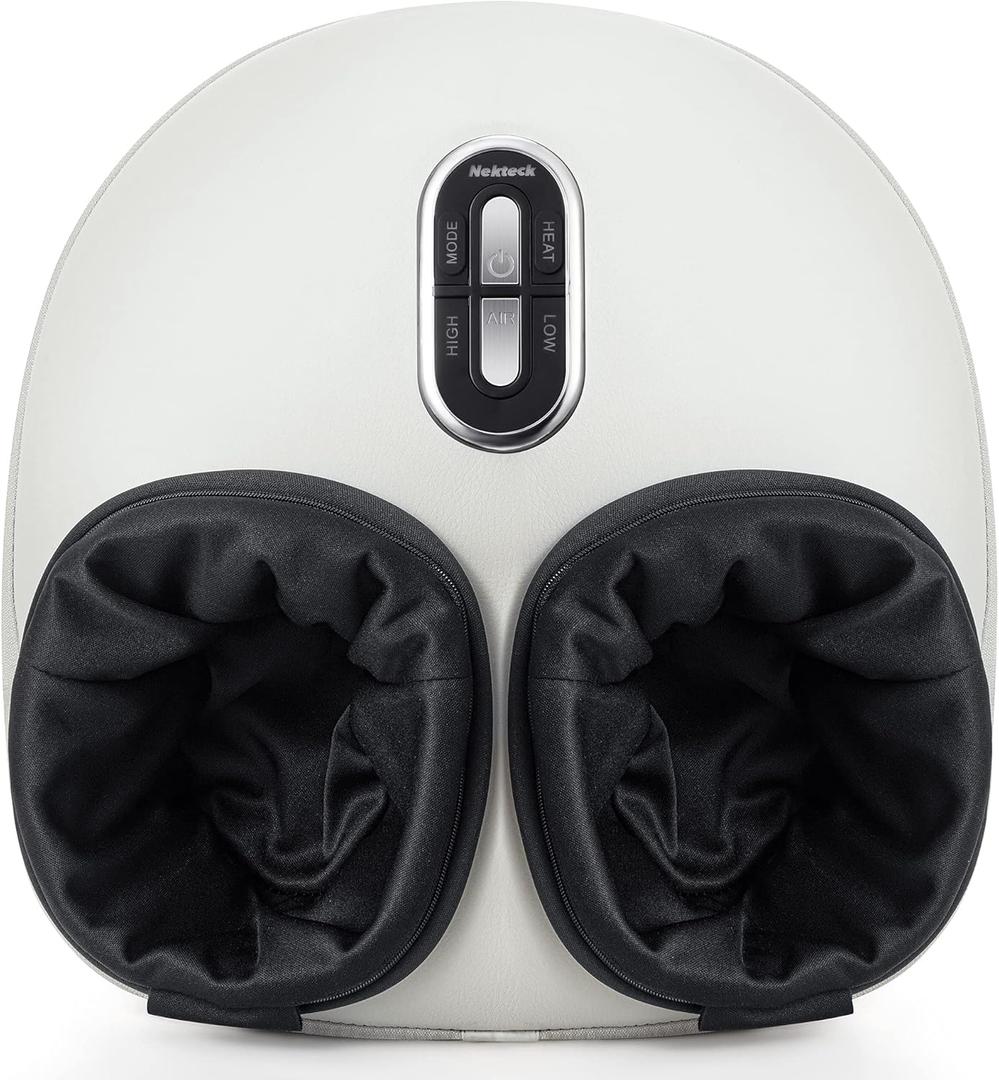 Nekteck Shiatsu Foot Massager Machine with Soothing Heat, Deep Kneading Therapy, Air Compression, Improve Blood Circulation and Foot Wellness,Relax for Home or Office Use(Beige)