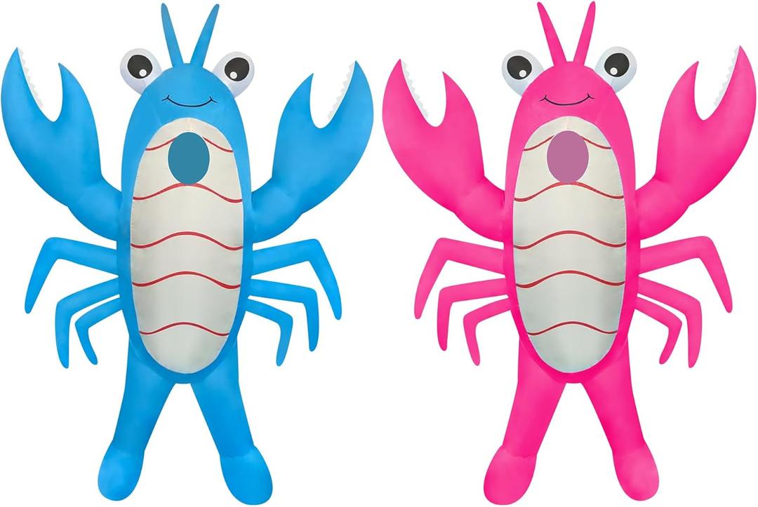 2 Packs Inflatable Lobster Costumes Blue and Pink Blow Up Suit Cosplay Outfit for Adult Birthday/Halloween/Mardi Gras/Gender Reaveal Party