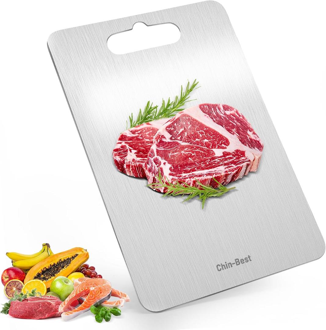 Titanium Cutting Boards For Kitchen, Double-Sided Food-Grade Kitchen Stainless Cutting Board, Non-Toxic & Non-Slip, Dishwasher Safe, Ideal For Indoor, Outdoor, Camping & Bbq Parties, M 13.4 * 9