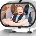 BOEYOS Baby Car Mirror, Safety Car Seat Mirror for Rear Facing Infant, Clear Wide View, 360Rotation, Easily Observe the Baby Move, Secure, Shatterproof, Crash Tested and Certified (Black)