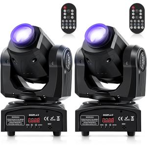 2PCS 60W LED Moving Head Light Stage Lights with Remote Control 8 GOBO 8 Colors Spotlight by DMX Controlled 11 Channel with Sound Activated for Disco Club Party Stage Lighting Shows