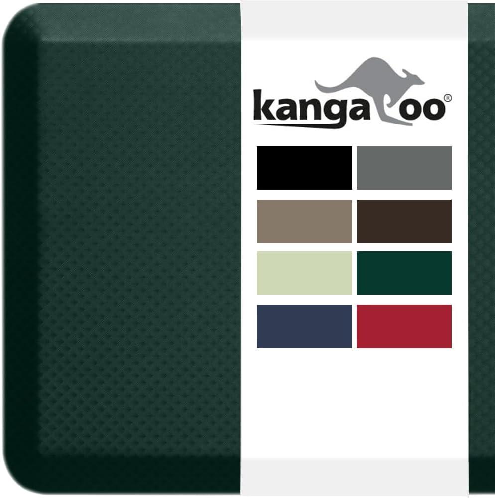KANGAROO Thick Ergonomic Anti Fatigue Mats for Kitchen Floor, 39x20, Cushioned Standing Office Desk Mat, Waterproof Scratch Resistant Topside, Supportive All Day Comfort Padded Foam Rugs, Hunter Green