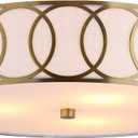 JONATHAN Y JYL3503A Aubrey 3-Light 15.5" Metal LED Flush Mount Contemporary,Transitional Dimmable, 2700K Cozy Warm Light, for Kitchen,Hallway,Bathroom,Stairwell, Brass Gold