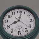 Zyzamay 12 Inch Indoor Outdoor Clocks, Waterproof Wall Clock with Thermometer, Easy to Read, Non-Ticking Battery Operated Quality Quartz Clock, Decorative for Patio, Porch, Pool, Bathroom, Deck(Green)