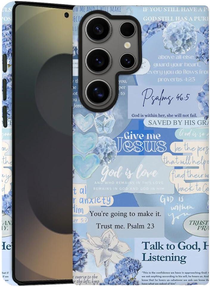 Compatible with Samsung Galaxy S25 Ultra,Frosted Dual-Layer Protection with Phone Case Cover - Christ Jesus Hydrangea Inspirational