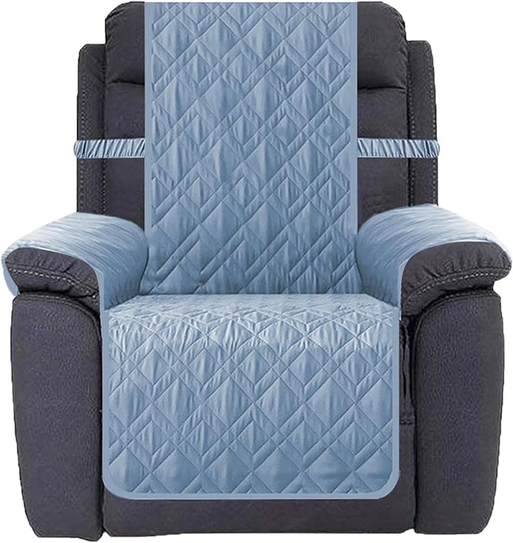 Ameritex Waterproof Nonslip Recliner Cover Stay in Place, Dog Chair Cover Furniture Protector, Ideal Recliner Slipcovers for Pets and Kids (Stoneblue, 30")