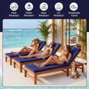 Gleom 4 Pack Outdoor Chaise Lounge Cushion Covers Waterproof, Patio Lounge Chair Cushion Replacement Covers with Zipper and Ties for Patio Pool (72 x 21 x 3 Inch, Lake Blue, Cushion Not Included)