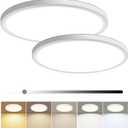 hunhun 2 Pack 16 Inch Dimmable LED Flush Mount Ceiling Light 4800LM Round Light Fixture 5 Color Temperature Selectable Super Slim Large Flat Ceiling Lamp for Living Dining Room White