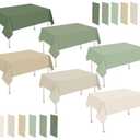Whaline 24Pcs Nude Sage Green Plastic Tablecloth Milky White Brown Green Rectangle Table Cover Waterproof Table Cloth for Party Table Decoration Supplies, 54 x 108 Inch