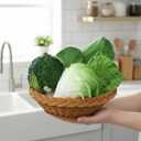 Woration Green Artificial Vegetables Set Lifelike Lettuce Broccoli Cabbage PU Food Model Decoration for Home Kitchen Shop Cabinet Supermarket Garden DIY Garland 5pcs