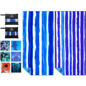 Yongoes 2 Pack Microfiber Lightweight Thin Beach Towel Sand Free Quick Dry Super Absorbent Large Towels for Swimming Pool Yoga Gym Travel Vacation Beach Accessories Essentials Stripes