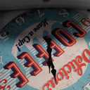 XFM Coffee Bar Wall Clock 24 Inch Blue Wooden Wall Clocks Battery Operated Silent Non-Ticking Retro Round Clocks for Kitchen Cafes Farmhouse