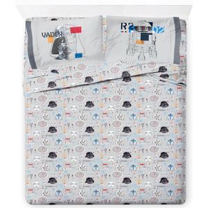 Jay Franco Kids Sheet Set with Fitted, Flat Sheets & Pillow Cover - Ultra-Soft Bedding with Pillowcase for Room Decor, Gray - Star Wars, 4 Piece Full