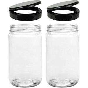 Jarming Collections 32oz Extra Wide Mouth Glass Storage Jar with BPA-Free Plastic Lid  Quart Size Airtight Mason Jar for Kitchen, Pantry, and Food Storage (Set of 2)