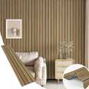 3D Wood Panels for Wall Acoustic Wood Wall Panels 11.8"x196" Soundproof Vintage Wooden Slat Wallpaper Removable Herringbone Shiplap Wallpaper for Bedroom TV Background Living Room Ceiling (Brown)