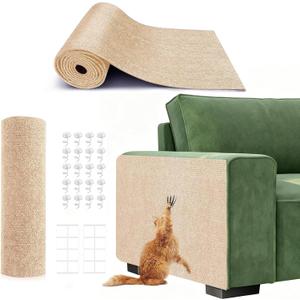 78.7"X15.8" Self-Adhesive Cat Scratching Mat, Couch Protector from Cat Claws, DIY Furniture Protector for Couch, Sofa, Wall & Door, Customizable Couch Scratcher from Cats Claws, No Residue (Beige)