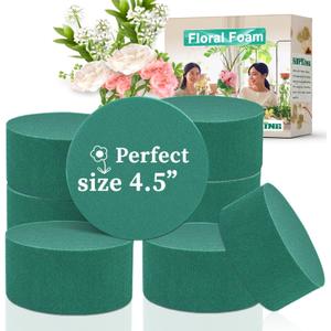 8 Pcs Round Floral Foam Blocks 4.5", Green Wet Dry Flower Foams Florist Plant Foam for Craft Artificial and Fresh Flower Arrangements