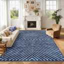 ROYHOME Area Rug 9x12 Living Room Rug Non Slip Modern Bedroom Stain Resistant Dining Room Throw Rug Geometric Area Rug Low Pile Untra Soft Contemporary Accent Carpet for Home Office, Navy