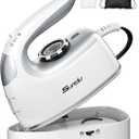 Sundu 1000W Mini Travel Steam Iron, Portable Small Iron for Quilting & Sewing, Non-Stick Soleplate, 300 Steam Holes, 90ml Tank, Safety Base & Digital Temperature Control-Silver Grey