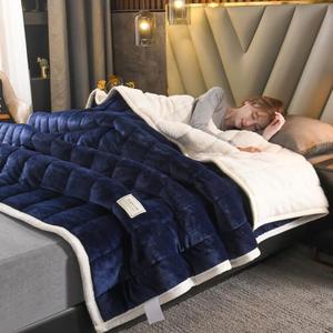Fleece Throw Blanket for Couch 3 Layers Thick Soft Decorative Heavy Coral Flannel Blanket, Quilted Fleece Plush Blankets Winter, Warm, Breathable, B,180x200cm