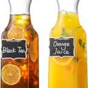 Set of 2 Square Glass Carafe, 1 Liter Clear Glass Pitcher with Lid, Beverage Serve ware Carafe for Mimosa Bar, Coffee, Juice, Cold Water, Milk, Lemonade, Iced Tea