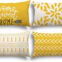 YCOLL Lumbar Pillow Covers 12x20 Set of 4, Modern Sofa Throw Pillow Cover, Decorative Outdoor Linen Fabric Pillow Case for Couch Bed Car, Yellow