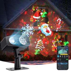 Govee Outdoor Decoration Projector Light, Upgraded LED Snowflake Projector, IP67 Waterproof, 180 Rotation, 20 HD Effects & 58 Scene Modes with App Control, Works with Alexa, Google Assistant, Matter