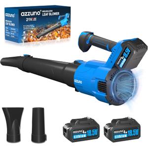 AZZUNO Cordless Brushless Leaf Blower with 2 x 4.0Ah Battery and Charger,3 Speed Mode MAX 580CFM Brushless Motor, Electric Blower for Lawn Care, Patio, Leaves, Dust, and Snow Removal