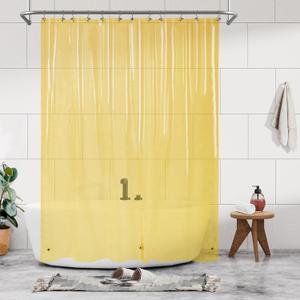 Barossa Design Clear Yellow Shower Curtain Liner - Premium PEVA Shower Liner with 3 Magnets & Metal Grommets, Waterproof Lightweight Standard Size Curtains for Bathroom - Translucent Yellow (72"W x 72"L (Pack of 1))