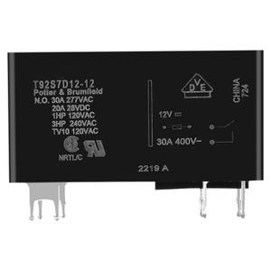 T92S7D12-12 General Purpose Relay 30A 12VDC Contact Rating DPST-NO (2 Form A) Wash-Tight Supersession T92P7D12-12